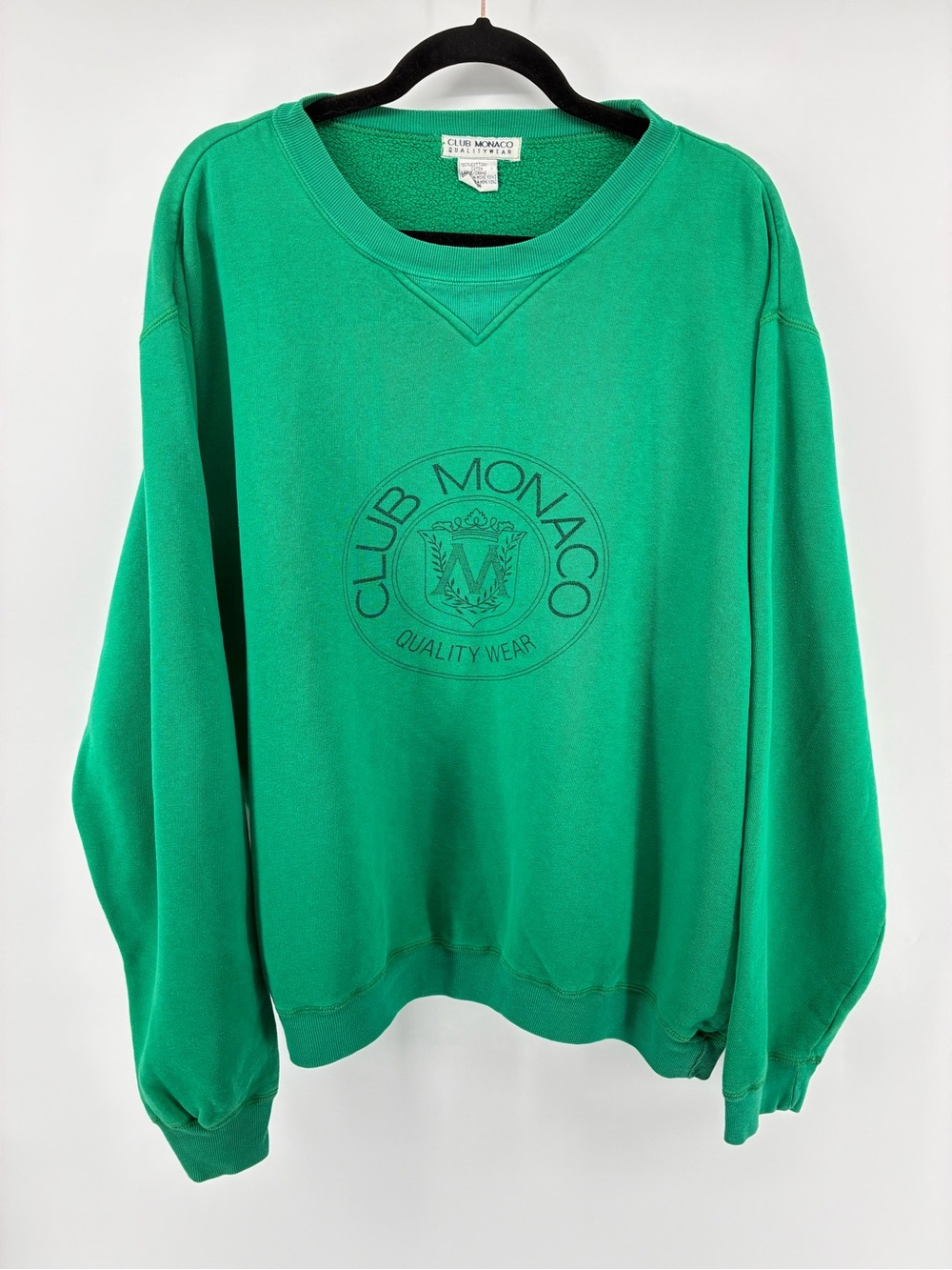 Vintage Club Monaco Men's Green Logo Sweatshirt Made in Hong Kong